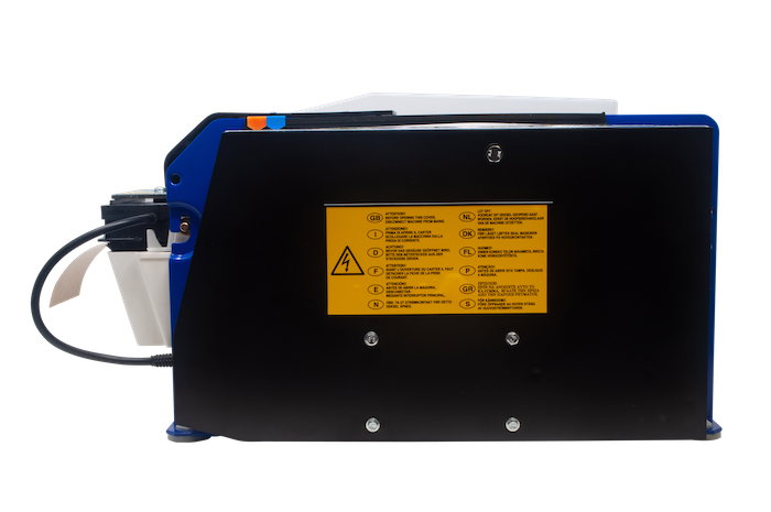 Label on Tach-It electric water activated tape dispenser