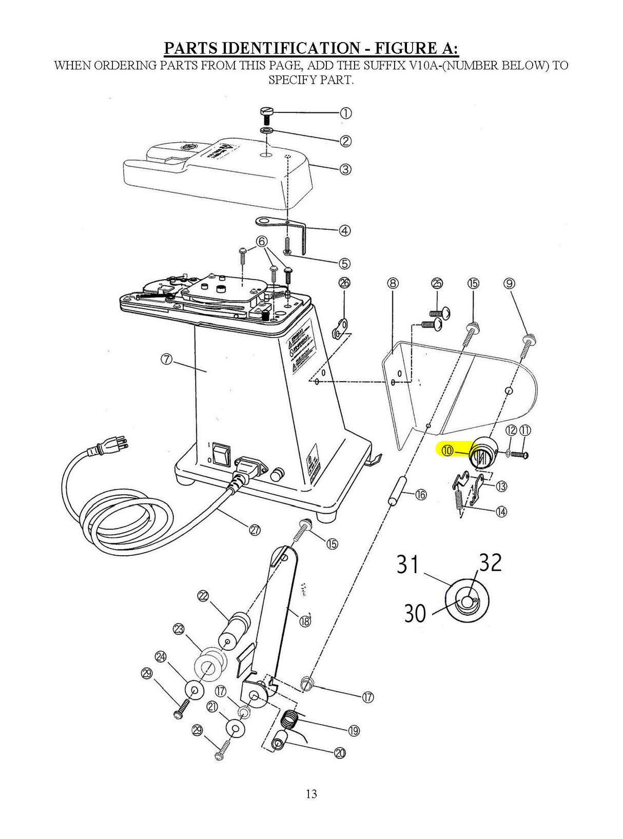 #3567 V10A-10 - SPOOL SHAFT FOR 3567
